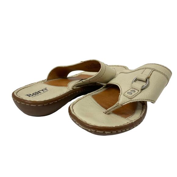 Born | Quill Ivory Leather Flip Flop Comfort Sandals - Picture 2 of 9